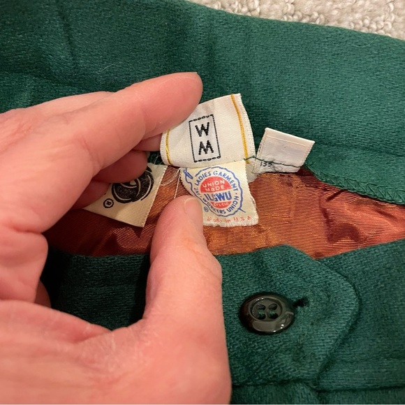 Vintage Wardrobe Maker Green Wool Pleated Pant size 12 Made in USA - Picture 3 of 4